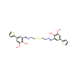 COc1cc(-c2cccs2)cc(/C=N/CCSSCC/N=C/c2cc(-c3cccs3)cc(OC)c2O)c1O ZINC000169699739