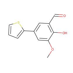 COc1cc(-c2cccs2)cc(C=O)c1O ZINC000021950712