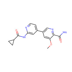 COc1cc(-c2ccnc(NC(=O)C3CC3)c2)cnc1C(N)=O ZINC000299858519