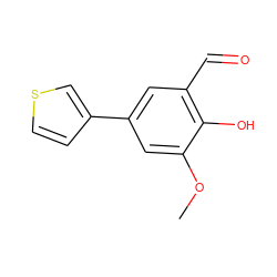 COc1cc(-c2ccsc2)cc(C=O)c1O ZINC000031995588