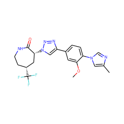 COc1cc(-c2cn([C@@H]3C[C@H](C(F)(F)F)CCNC3=O)nn2)ccc1-n1cnc(C)c1 ZINC000084634858