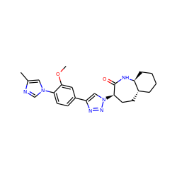 COc1cc(-c2cn([C@@H]3CC[C@H]4CCCC[C@@H]4NC3=O)nn2)ccc1-n1cnc(C)c1 ZINC000084633624