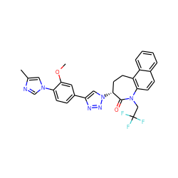 COc1cc(-c2cn([C@@H]3CCc4c(ccc5ccccc45)N(CC(F)(F)F)C3=O)nn2)ccc1-n1cnc(C)c1 ZINC000473096812