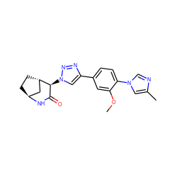 COc1cc(-c2cn([C@H]3C(=O)N[C@H]4CC[C@H]3C4)nn2)ccc1-n1cnc(C)c1 ZINC000101504723