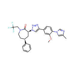 COc1cc(-c2cn([C@H]3C[C@@H](c4ccccc4)CCN(CC(F)(F)F)C3=O)nn2)ccc1-n1cnc(C)c1 ZINC000084635480