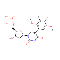 COc1cc(-c2cn([C@H]3C[C@H](O)[C@@H](COP(=O)(O)O)O3)c(=O)[nH]c2=O)c(OC)c(C)c1C ZINC000027419008