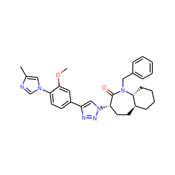 COc1cc(-c2cn([C@H]3CC[C@@H]4CCCC[C@H]4N(Cc4ccccc4)C3=O)nn2)ccc1-n1cnc(C)c1 ZINC000473106440