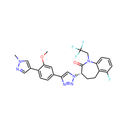 COc1cc(-c2cn([C@H]3CCc4c(F)cccc4N(CC(F)(F)F)C3=O)nn2)ccc1-c1cnn(C)c1 ZINC000139917838