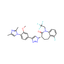 COc1cc(-c2cn([C@H]3CCc4c(F)cccc4N(CC(F)(F)F)C3=O)nn2)ccc1-n1cc(C)nc1C ZINC000146204304