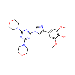 COc1cc(-c2cn(-c3nc(N4CCOCC4)nc(N4CCOCC4)n3)cn2)cc(OC)c1O ZINC000045253245