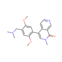 COc1cc(-c2cn(C)c(=O)c3cnccc23)c(OC)cc1CN(C)C ZINC000526061652