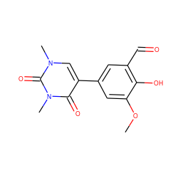 COc1cc(-c2cn(C)c(=O)n(C)c2=O)cc(C=O)c1O ZINC000116439415