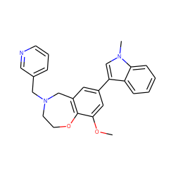 COc1cc(-c2cn(C)c3ccccc23)cc2c1OCCN(Cc1cccnc1)C2 ZINC000473129556