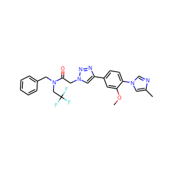 COc1cc(-c2cn(CC(=O)N(Cc3ccccc3)CC(F)(F)F)nn2)ccc1-n1cnc(C)c1 ZINC000084616399