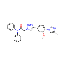 COc1cc(-c2cn(CC(=O)N(c3ccccc3)c3ccccc3)nn2)ccc1-n1cnc(C)c1 ZINC000084586557