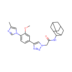 COc1cc(-c2cn(CC(=O)NC3C4CC5CC(C4)CC3C5)nn2)ccc1-n1cnc(C)c1 ZINC000084634930