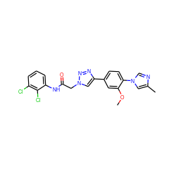 COc1cc(-c2cn(CC(=O)Nc3cccc(Cl)c3Cl)nn2)ccc1-n1cnc(C)c1 ZINC001772635478