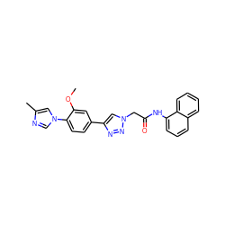 COc1cc(-c2cn(CC(=O)Nc3cccc4ccccc34)nn2)ccc1-n1cnc(C)c1 ZINC000084634926