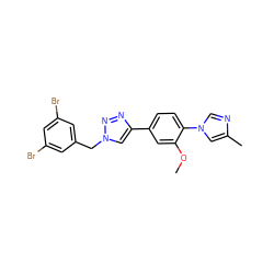 COc1cc(-c2cn(Cc3cc(Br)cc(Br)c3)nn2)ccc1-n1cnc(C)c1 ZINC000072113299