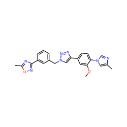 COc1cc(-c2cn(Cc3cccc(-c4noc(C)n4)c3)nn2)ccc1-n1cnc(C)c1 ZINC000072114178