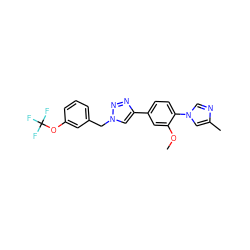 COc1cc(-c2cn(Cc3cccc(OC(F)(F)F)c3)nn2)ccc1-n1cnc(C)c1 ZINC000072113645