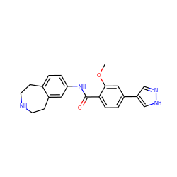 COc1cc(-c2cn[nH]c2)ccc1C(=O)Nc1ccc2c(c1)CCNCC2 ZINC000205767906