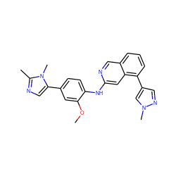 COc1cc(-c2cnc(C)n2C)ccc1Nc1cc2c(-c3cnn(C)c3)cccc2cn1 ZINC000223680158