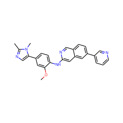 COc1cc(-c2cnc(C)n2C)ccc1Nc1cc2cc(-c3cccnc3)ccc2cn1 ZINC000207742610