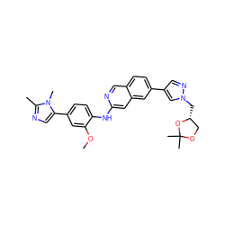 COc1cc(-c2cnc(C)n2C)ccc1Nc1cc2cc(-c3cnn(C[C@@H]4COC(C)(C)O4)c3)ccc2cn1 ZINC000207712555