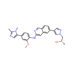 COc1cc(-c2cnc(C)n2C)ccc1Nc1cc2cc(-c3cnn(C[C@H](C)O)c3)ccc2cn1 ZINC000207707679