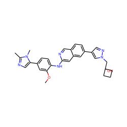 COc1cc(-c2cnc(C)n2C)ccc1Nc1cc2cc(-c3cnn(CC4(O)CCC4)c3)ccc2cn1 ZINC000207712491