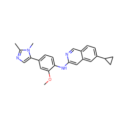 COc1cc(-c2cnc(C)n2C)ccc1Nc1cc2cc(C3CC3)ccc2cn1 ZINC000207757554