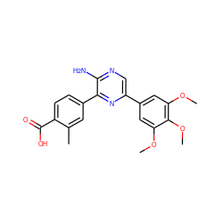 COc1cc(-c2cnc(N)c(-c3ccc(C(=O)O)c(C)c3)n2)cc(OC)c1OC ZINC000058632788