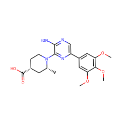 COc1cc(-c2cnc(N)c(N3CC[C@@H](C(=O)O)C[C@H]3C)n2)cc(OC)c1OC ZINC000064447299