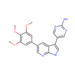 COc1cc(-c2cnc3[nH]cc(-c4cnc(N)nc4)c3c2)cc(OC)c1OC ZINC000068243579