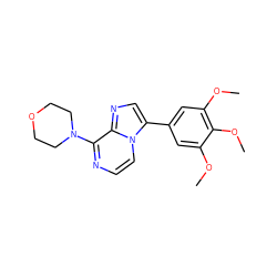 COc1cc(-c2cnc3c(N4CCOCC4)nccn23)cc(OC)c1OC ZINC000147798664