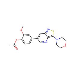 COc1cc(-c2cnc3c(N4CCOCC4)snc3c2)ccc1OC(C)=O ZINC000223271871