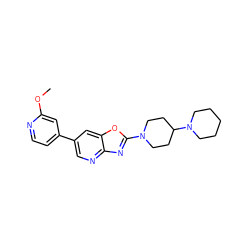 COc1cc(-c2cnc3nc(N4CCC(N5CCCCC5)CC4)oc3c2)ccn1 ZINC000073298764