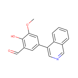 COc1cc(-c2cncc3ccccc23)cc(C=O)c1O ZINC000169699607