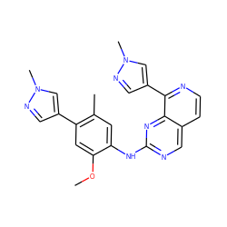 COc1cc(-c2cnn(C)c2)c(C)cc1Nc1ncc2ccnc(-c3cnn(C)c3)c2n1 ZINC000207622236