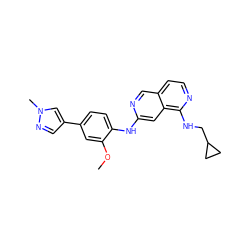 COc1cc(-c2cnn(C)c2)ccc1Nc1cc2c(NCC3CC3)nccc2cn1 ZINC000207627820