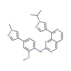 COc1cc(-c2cnn(C)c2)ccc1Nc1ncc2ccnc(-c3cnn(C(C)C)c3)c2n1 ZINC000207622766