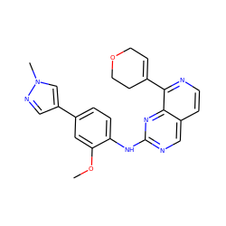 COc1cc(-c2cnn(C)c2)ccc1Nc1ncc2ccnc(C3=CCOCC3)c2n1 ZINC000207623365