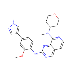 COc1cc(-c2cnn(C)c2)ccc1Nc1ncc2ccnc(N(C)C3CCOCC3)c2n1 ZINC000207617623