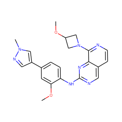 COc1cc(-c2cnn(C)c2)ccc1Nc1ncc2ccnc(N3CC(OC)C3)c2n1 ZINC000207622893