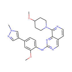 COc1cc(-c2cnn(C)c2)ccc1Nc1ncc2ccnc(N3CCC(OC)CC3)c2n1 ZINC000224093768