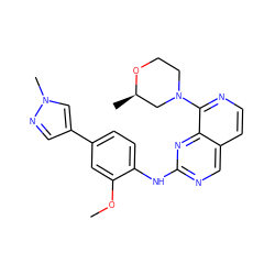 COc1cc(-c2cnn(C)c2)ccc1Nc1ncc2ccnc(N3CCO[C@H](C)C3)c2n1 ZINC000224084315