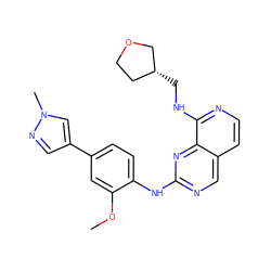 COc1cc(-c2cnn(C)c2)ccc1Nc1ncc2ccnc(NC[C@@H]3CCOC3)c2n1 ZINC000224127690