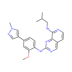 COc1cc(-c2cnn(C)c2)ccc1Nc1ncc2ccnc(NCC(C)C)c2n1 ZINC000224082526
