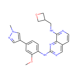 COc1cc(-c2cnn(C)c2)ccc1Nc1ncc2ccnc(NCC3COC3)c2n1 ZINC000223685447